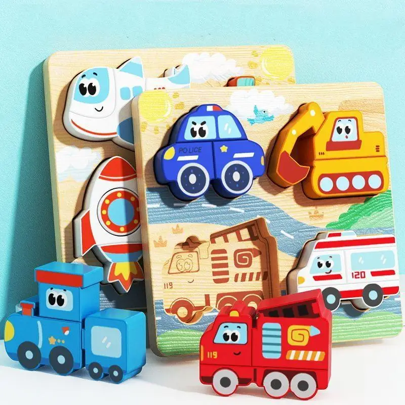 1 مجموعة ثلاثية الأبعاد الكرتون الحيوانات المعرفية بازل قطع التعلم المبكر لعبة تعليمية 4 في 1 ألعاب خشبية للأطفال هدية