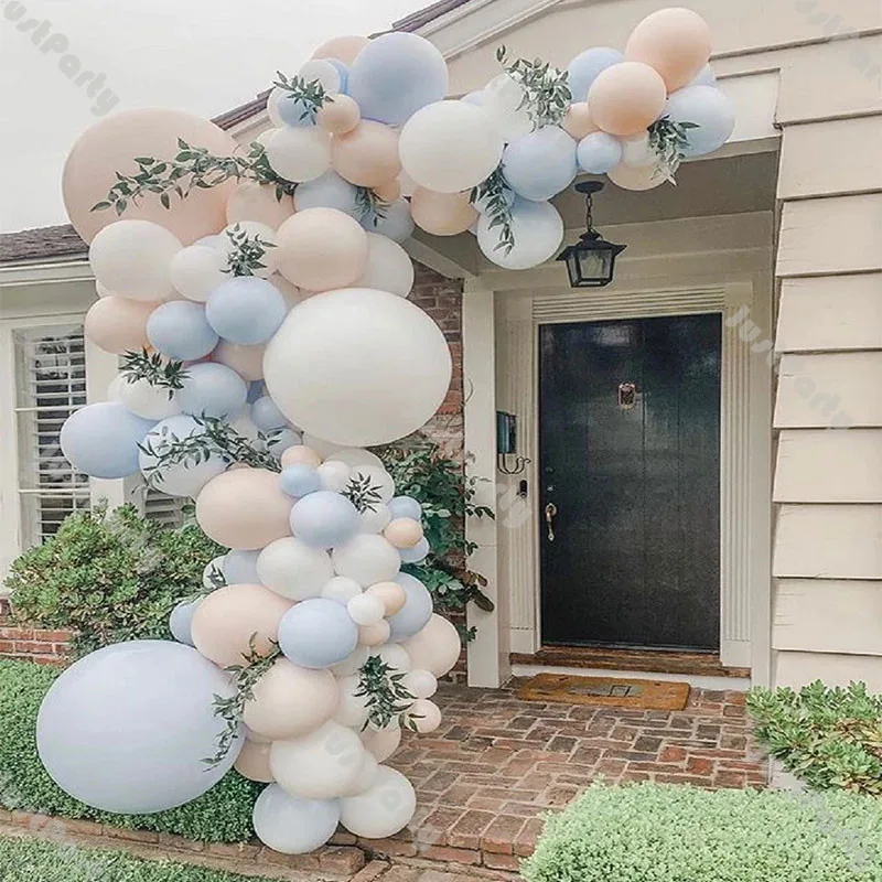 

Pastel Blue Balloons Garland Kit Baby Shower Decoration Beige White Nude Balloon Arch Wedding Supplies Boho Party Birthday Decor