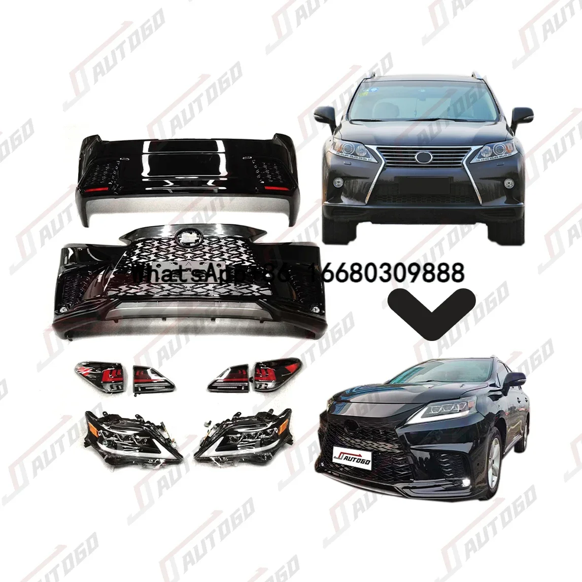 car accessories conversion for Lexus RX 250 RX270 RX350 RX300 2009 2010 2011 2012 2013 bodykit modify to 2023 RX500 sport style