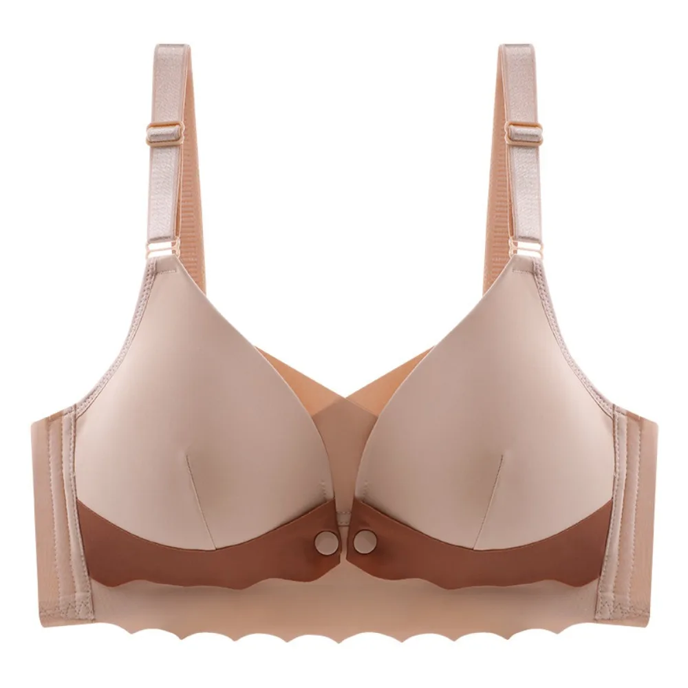 Беспроводной бюстгальтер с глубоким V-образным вырезом и пряжкой спереди, облегающий противоударный нижнее белье пуш-ап, нижнее белье со сборками груди, бюстгальтер с большой чашкой для мам