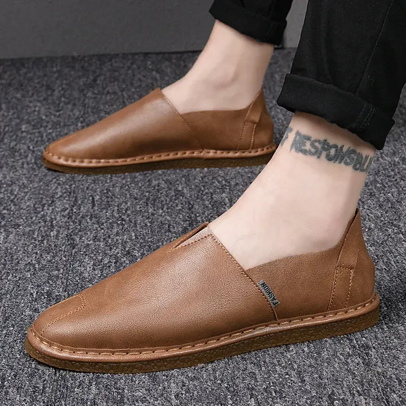 

Новая весенне-осенняя обувь 2025 года — дышащая мужская обувь для вождения с бобами, мягкая подошва, ленивая, для отдыха и счастливая обувь для мужчин