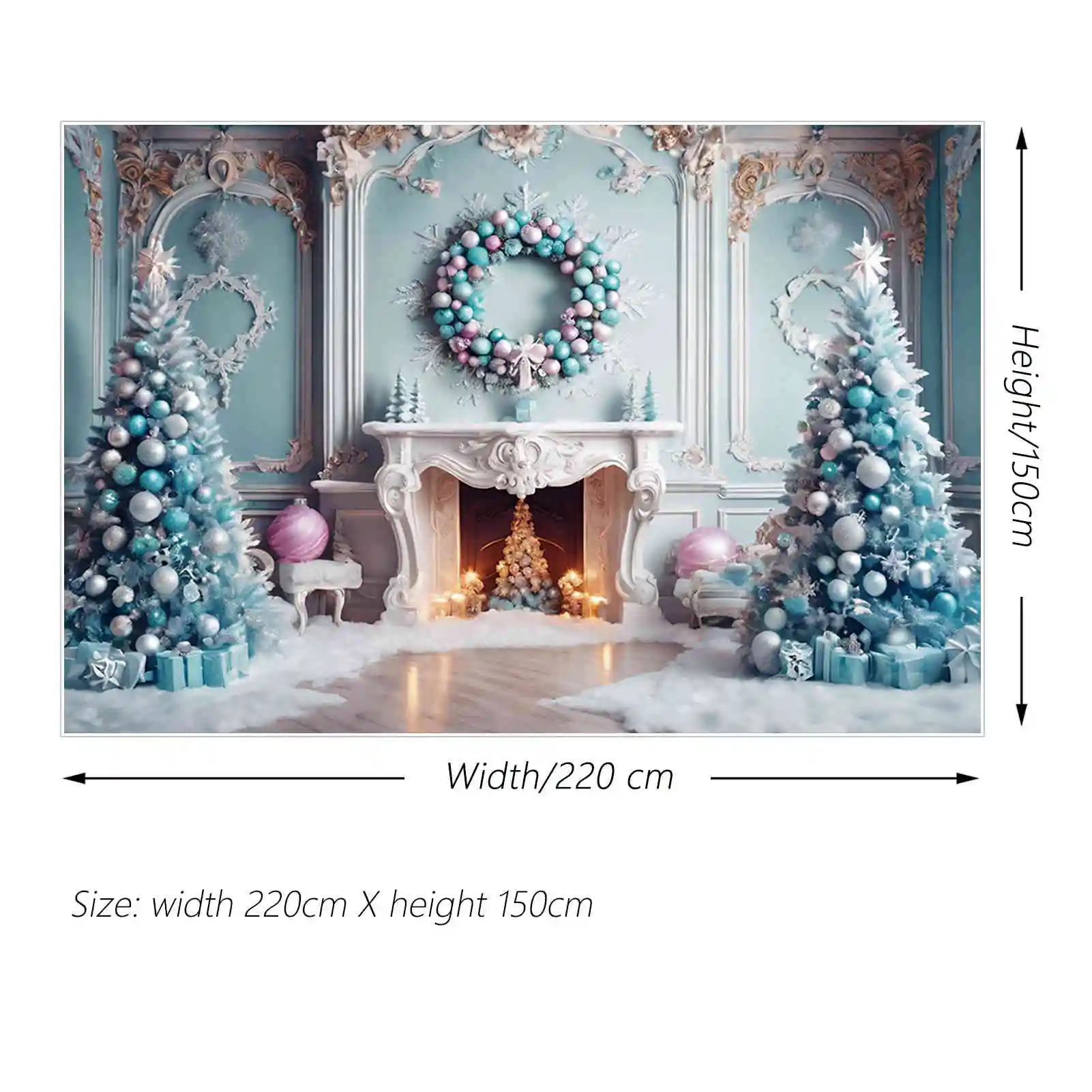 MOON.QG 크리스마스 트리 배경, 거실 빈티지 서양 화환 벽난로 배경, 파티 장식, 포토 존 액세서리
