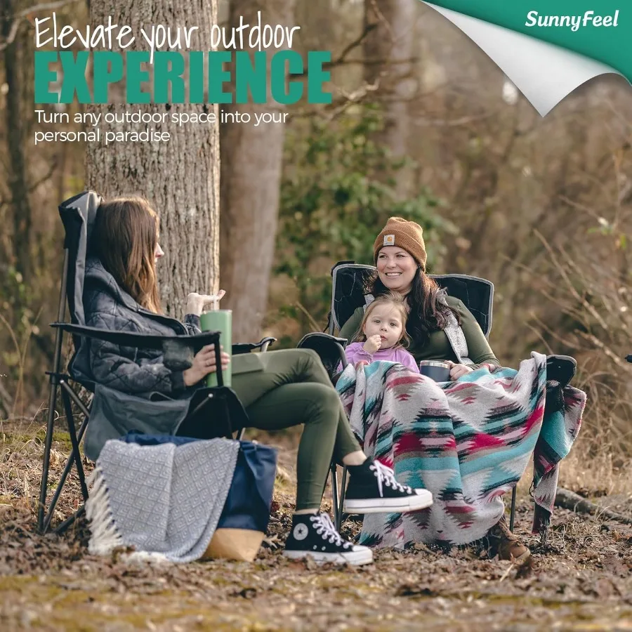 كرسي تخييم قابل للطي كبير الحجم 500 رطل كراسي حديقة شديدة التحمل للبالغين أسود محمول قابل للطي مع جيب حامل أكواب مسند الذراع