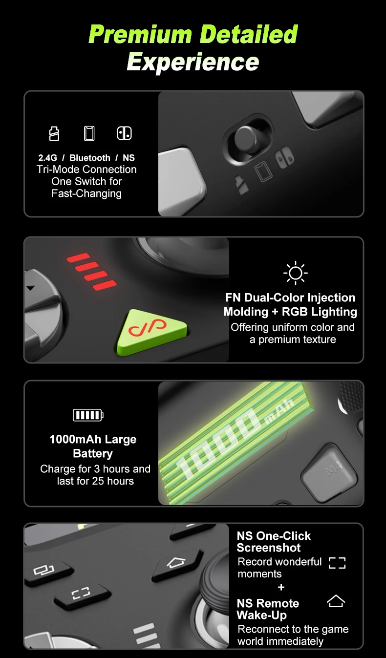 PXN P5 Kabelloser Spielcontroller 1000Hz Hall-Joystick Hall-Trigger, Geeignet für Switch/PC/Android/iOS, Rosa Spielcontroller – Detail 18