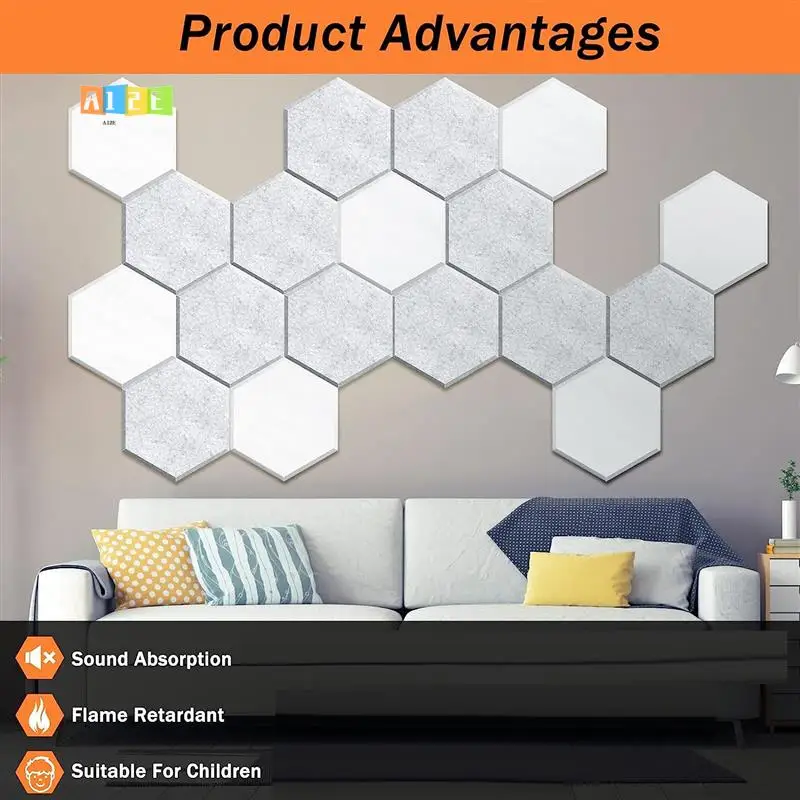 

A12E-18 Pack Self Adhesive Soundproof Panels,12X10x0.4In Hexagon Acoustic Panels,For Recording Studio,Office,Home