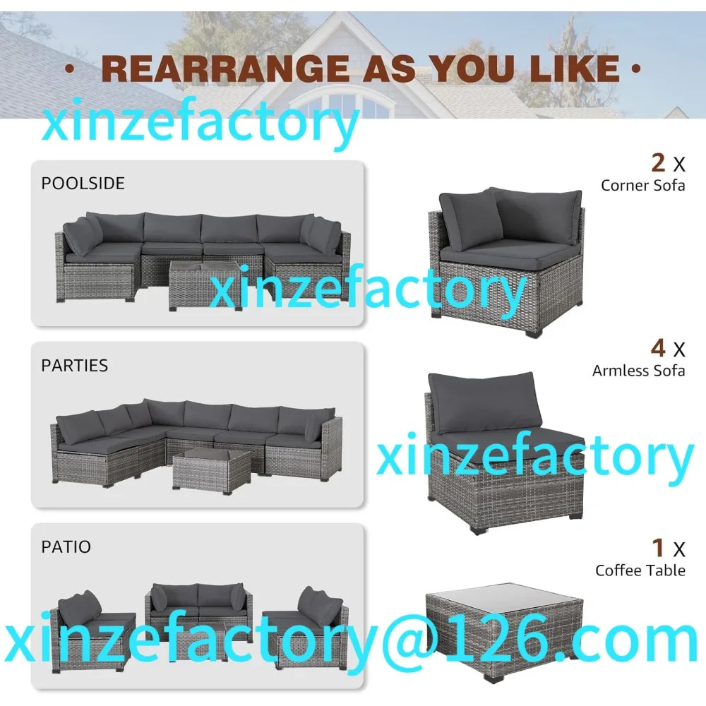 

Customizable Patio Furniture Set, Modular Patio Set Wicker Outdoor Sectional Sofa Set