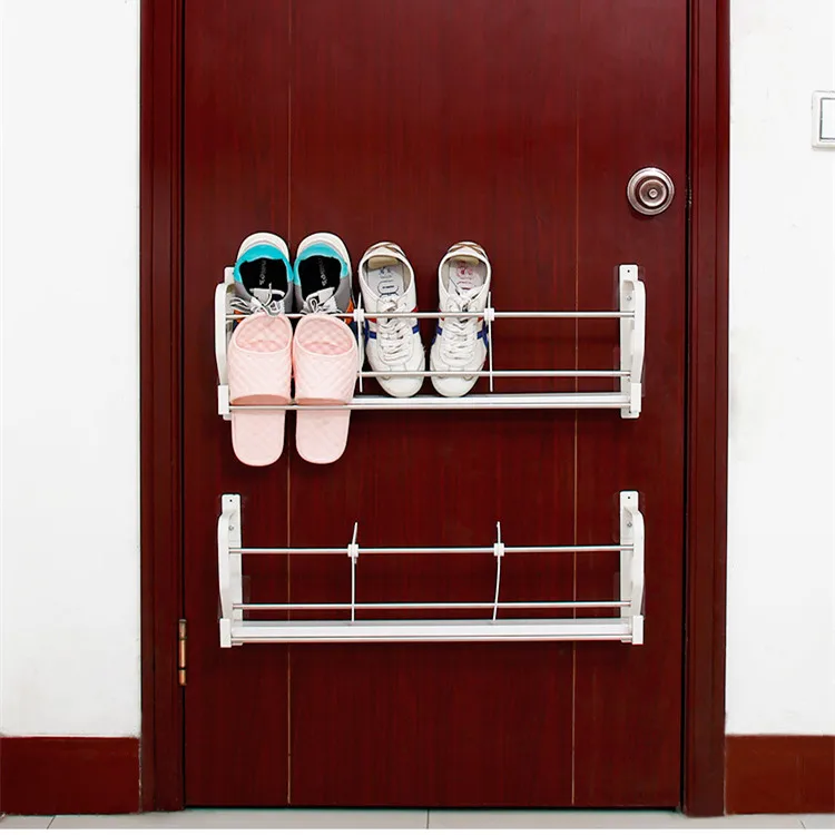 Simple Door Rear Shoe Rack Magnetic Suction Non-Punching Storage Slipper Rack Wall Mounted Living Room Shoe Key Shelf