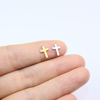 10/50 Stainless Steel Mini Cross Dangling Jewelry Charms Pendant DIY Handcraft  Vacuum Plate Waterproof Antiallergic