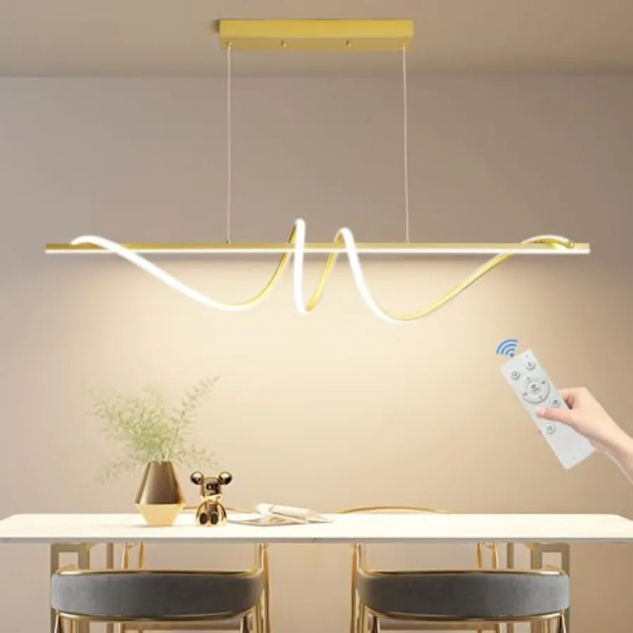 

Modern LED Gold Pendant Light Ceiling Chandelier Fixtures Dimmable with Remote Control 3000k-6500K Adjustable Color Temperature