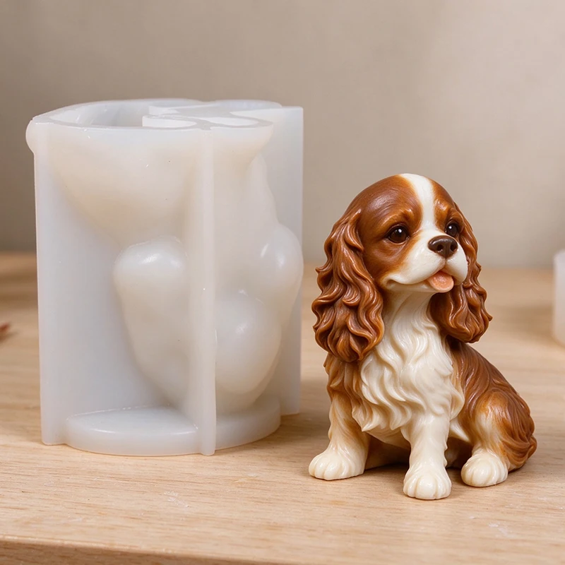 3D Cocker Spaniel Dog Silicone Candle Mold DIY Puppy Animal Aromatherapy Gypsum Soap Plaster Craft Resin Mould Home Decor
