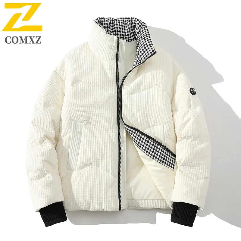 COMXZ Warm Thick Parker Coat Solid Color Minimalist Fashion Snow Skiing Puffer Jacket Street Stylish Down Jacket Men's Clothing