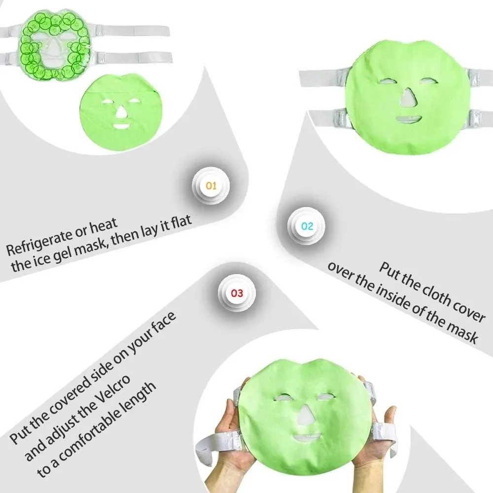 Gezichtsijsgelpakket met omslag Herbruikbaar warm koud kompres voor huidverzorging Wallen ogen Gezwollen gezicht Koud gezichtsmasker Gelpakket