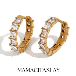 MamacitaSlay Classic 20 mm AAA Zircon Hoops 18K Gold Plated Earrings Stainless Steel Earrings Woman Luxury Quality Jewelry