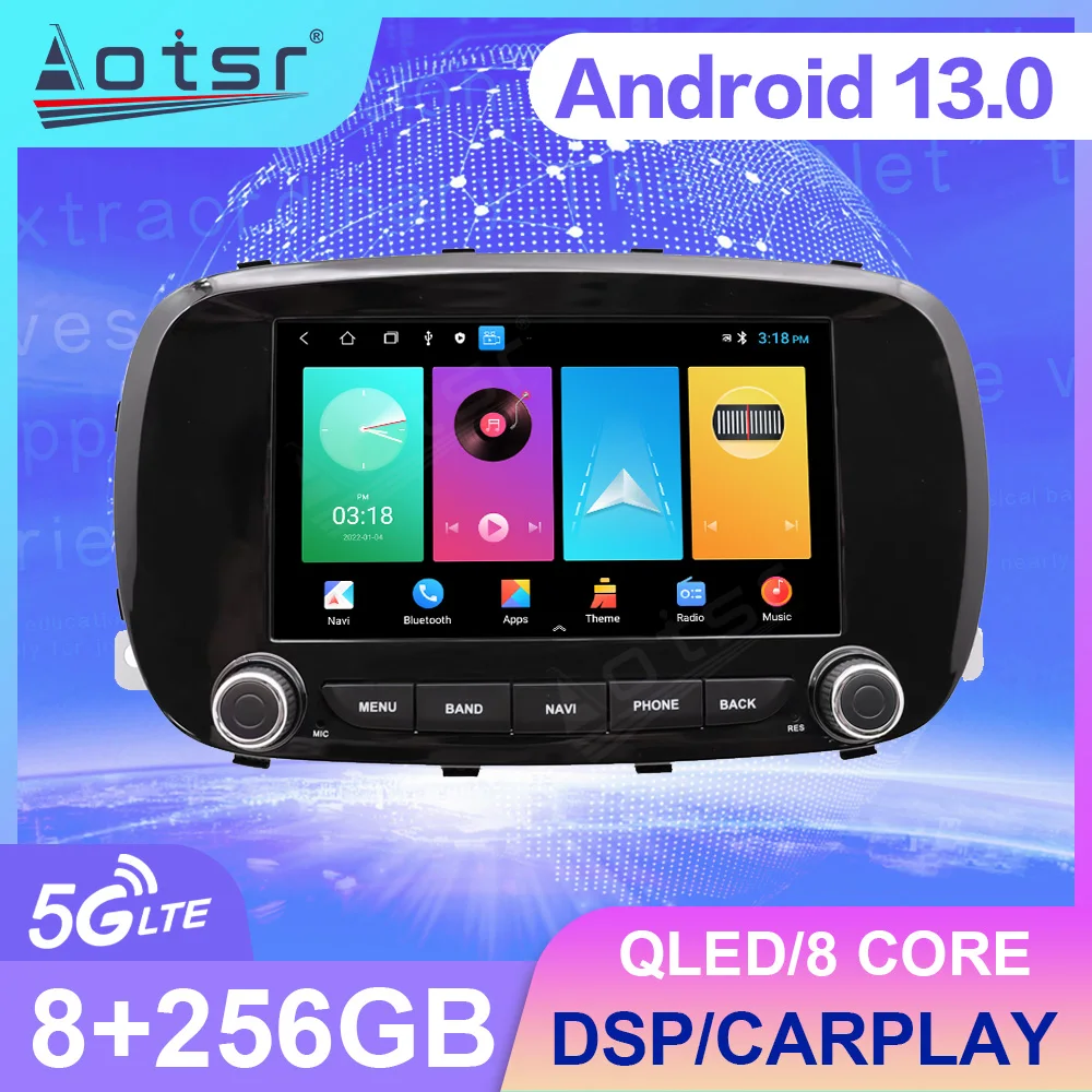 8+256G Android13.0 Car Radio For Fiat 500X 2014-2020 Multimedia Player Audio Video Stereo HeadUnit GPS Auto Navi Touch HD Screen