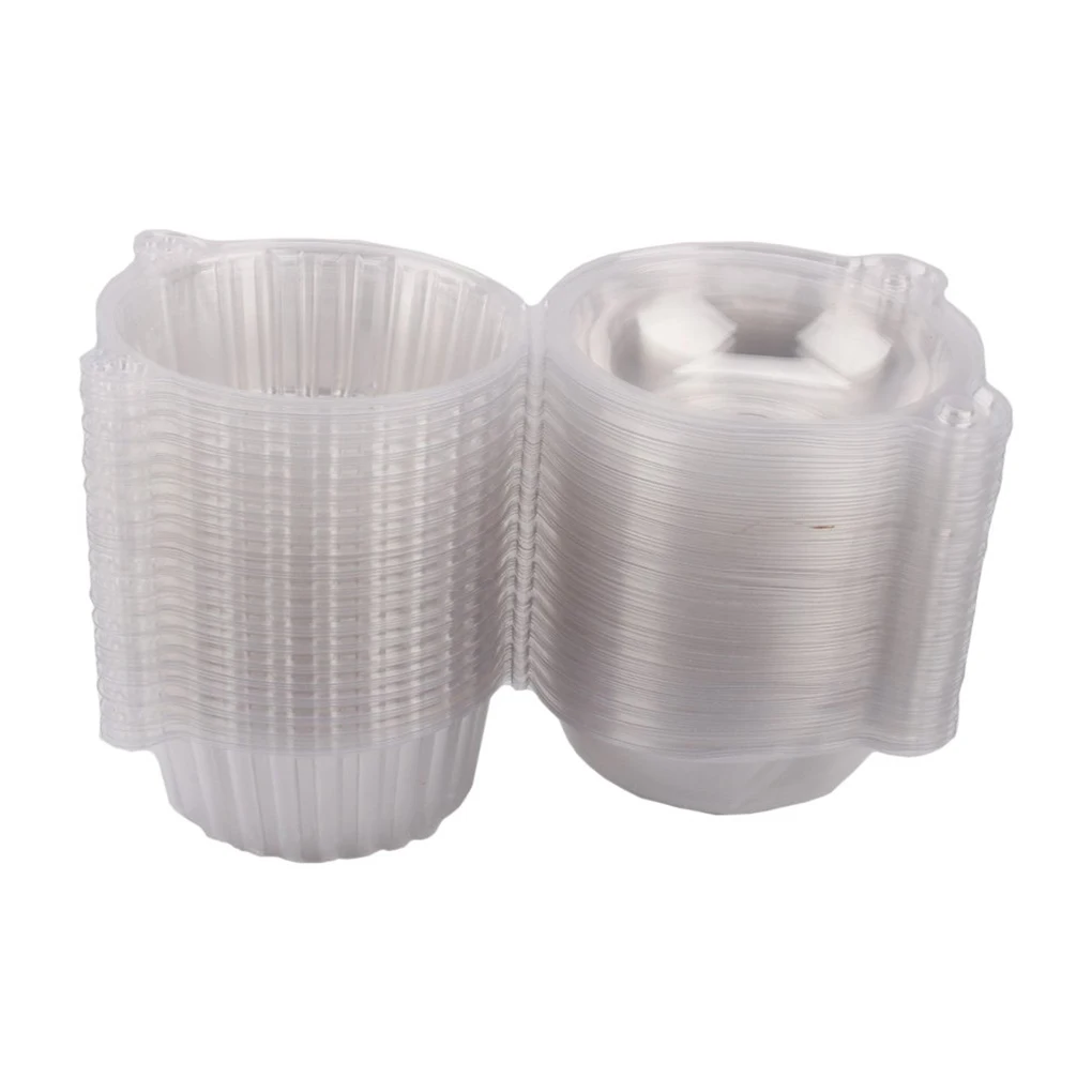 

100pcs Single Cup Cake Boxes Plastic Disposable Cupcake Muffin Holders Boxes with Domes Lid Cases