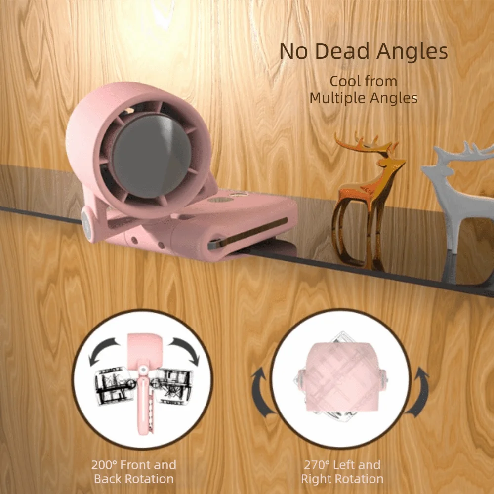 Cooling Fan High-speed Handheld Fan LCD Display Hundred Gear Portable Fan Double Shaft Power Bank Mini Fan Neck Hanging