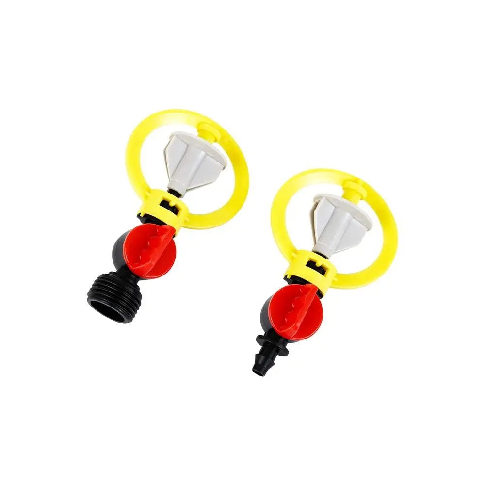 10Pcs Adjustable 360° Rotary Micro Sprinkler with Shut-off Valve 16mm 4/7mm Barb for Garden Greenhouse Irrigation  Lawn Watering