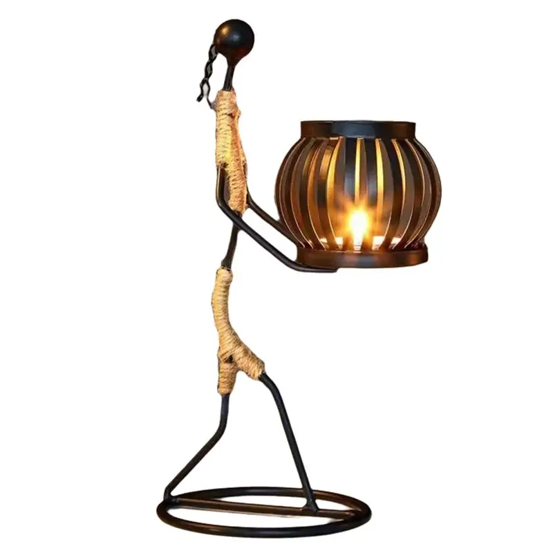 A67K-African Ladies Candle Holder, African Women Iron Candle Holder, Home Bar Table Decoration