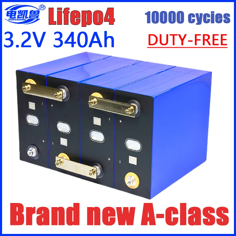 

New 3.2V 320AH Lifepo4 Lithium Iron Phosphate Grade A Battery 3C High Power DIY 12V 24V RV Solar Rechargeable Battery Duty Free