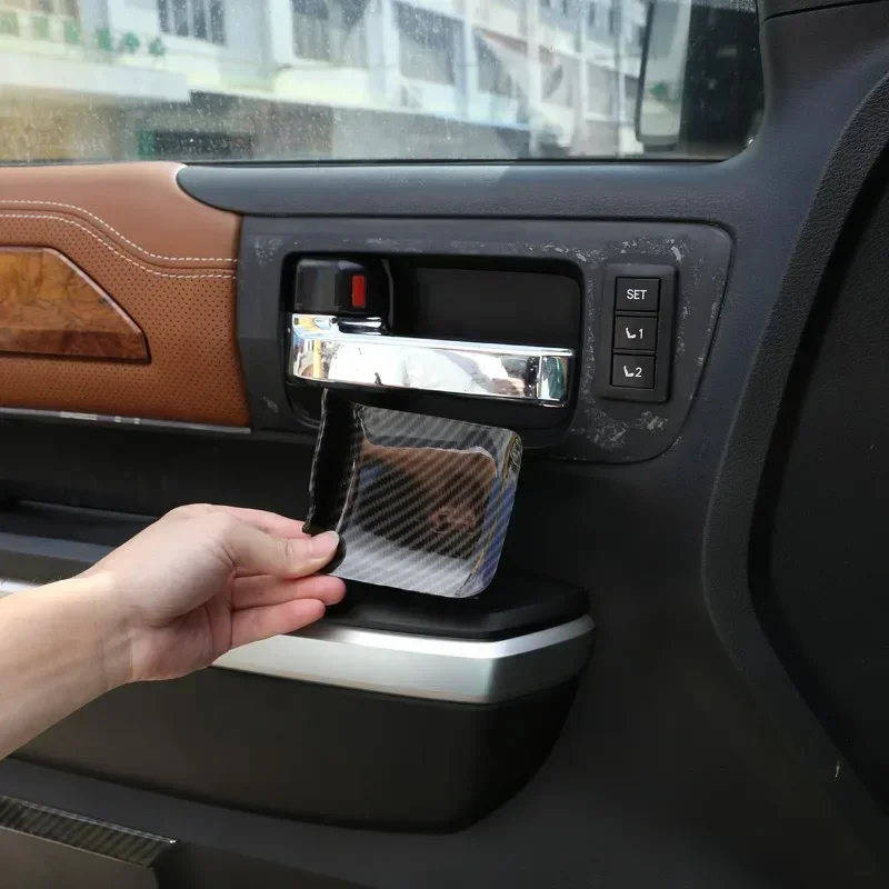 

Для Toyota Tundra Sequoia 2007-2021 гг., ABS, углеродное волокно, внутренняя крышка чаши двери автомобиля, наклейка, аксессуары для интерьера автомобиля