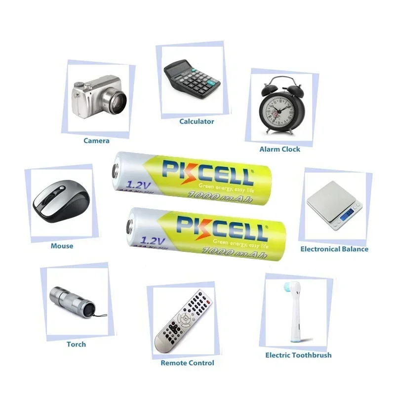 12PCS PKCELL AAA Battery 1.2V Ni-MH AAA Rechargeable batteries 1000MAH 3A with 3PC Battery Box holder For Flashlight Toy Camera