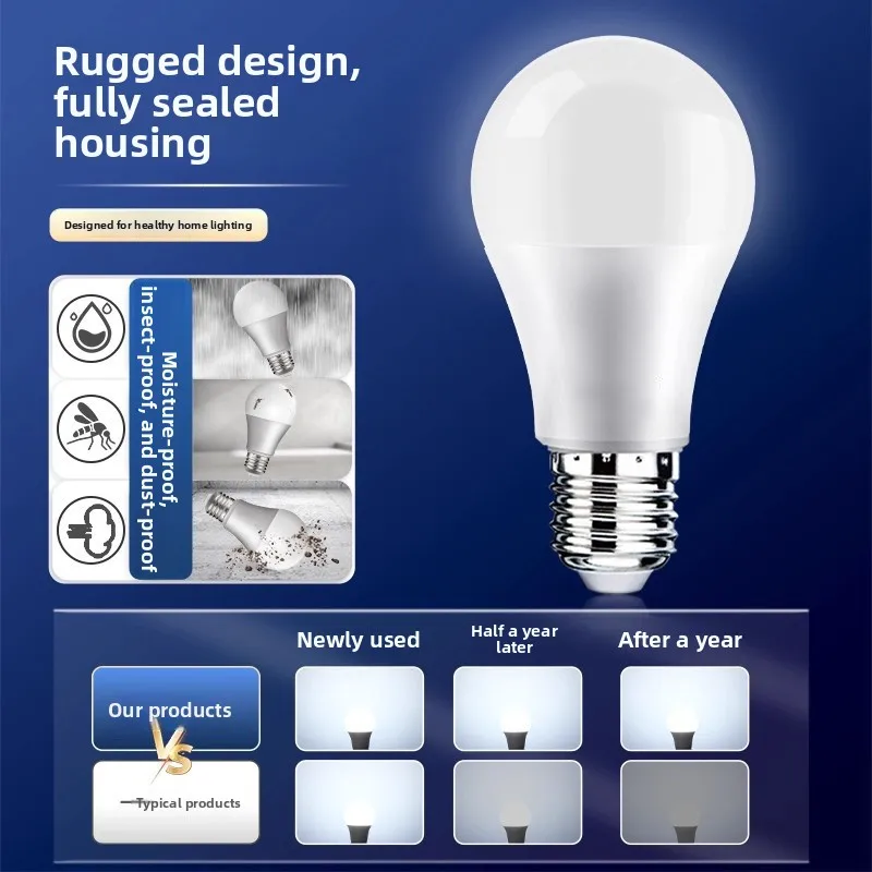 หลอดไฟ LED ทรงกลม E27, หลอดไฟ LED แบบเกลียว, หลอดไฟประหยัดพลังงานสำหรับห้องนอน ห้องครัว และโรงงาน
