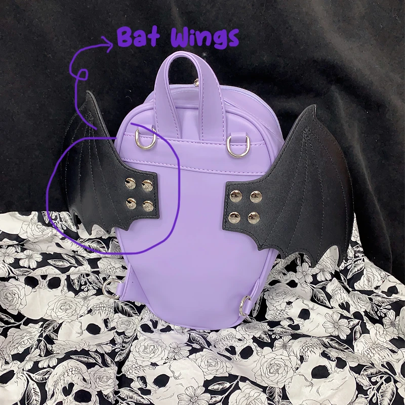 Gothic Punk Sargform Ita Tasche Damen Klare Rucksäcke Dark Lolita Handtasche und Umhängetasche Mädchen Cosplay Designer 2-Einsatz – Detail 39