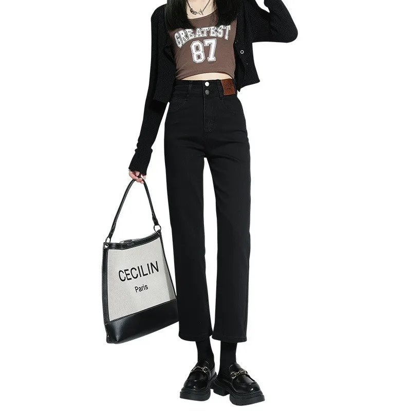 High Waist Straight Leg Denim Jeans Women's plus Size Bla Slimming Nine Tube Pants Autumn New Arrival Cotton Jeans