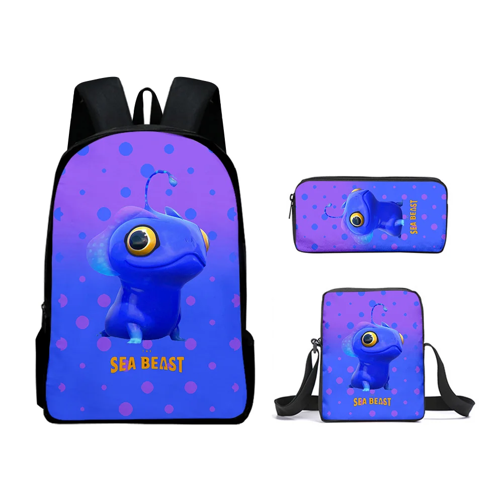 Classic Popular the sea beast 3D Print 3pcs/Set pupil School Bags Laptop Daypack Backpack Inclined shoulder bag Pencil Case