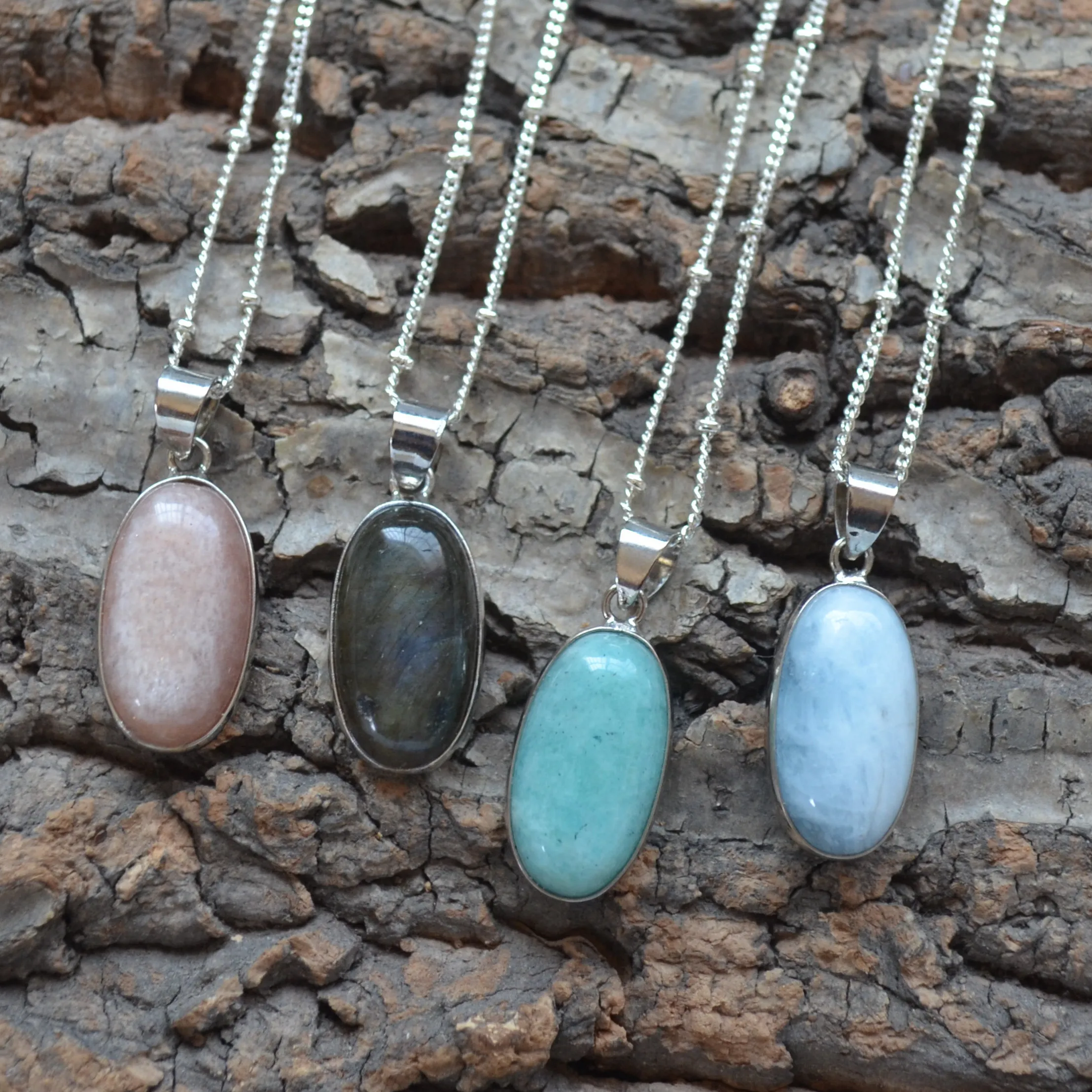 Nature sunstone / amazonite / labradorite/ aquamarine pendant necklace Fashion women jewelry