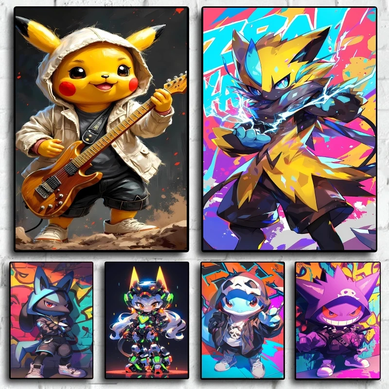 

Modern Pokemon Wall Paintings Presenting Classic Characters Like Pikachu Suitable for Bedroom and Living Room Decoration