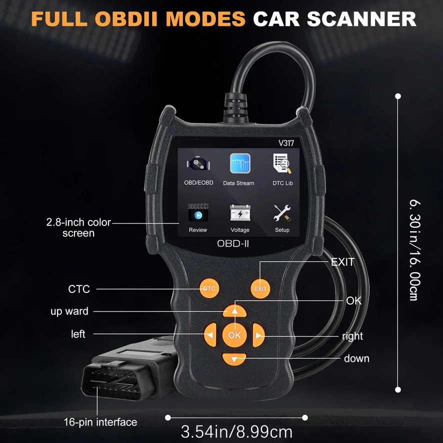 V317 OBD2 Diagnostic Scanner Car Code Reader Vehicle Health Inspection Tool for Automobiles