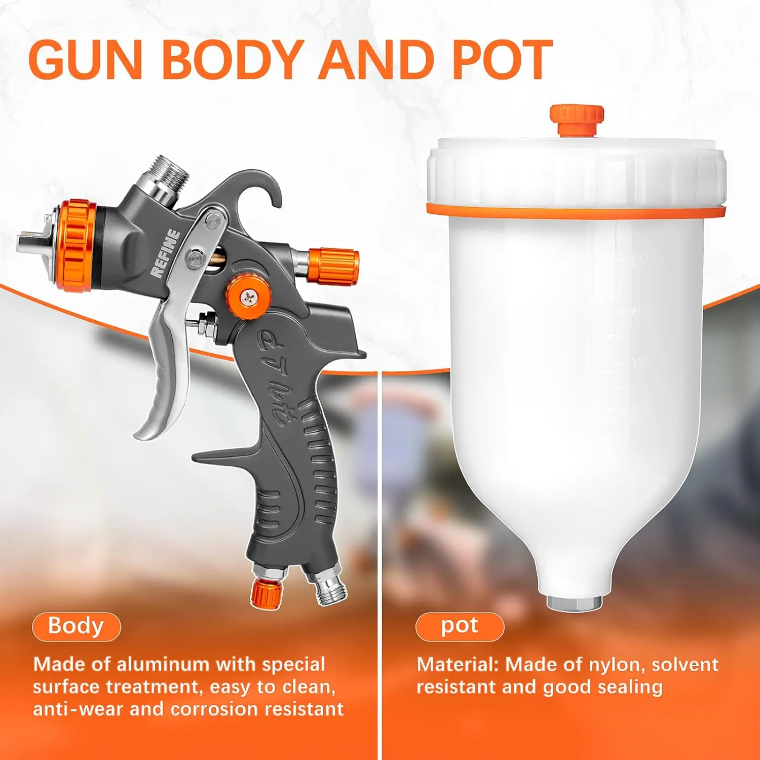 Zestawy pistoletów natryskowych HVLP Air Gravity, 2-pistolet do malowania natryskowego, 1,0 mm 100 ml i 1,4/1,7 mm 600 ml automatyczny pistolet do malowania z regulatorem powietrza do