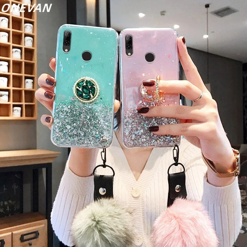 

Luxury Plush Glitter Phone Case For Huawei P30 P20 P40 Mate20 20X 30 Y6P Y7A Y7P Y8S Y9S Y9Prime Holder Cover For P30Lite cases