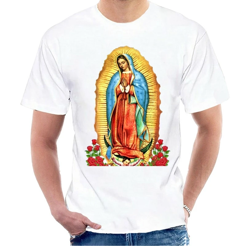 Arrival Funny Print Men T shirt  men cool tshirt Catholic Church Virgen De Guadalupe T-Shirt Men Cotton Tees Harajuku Streetwear