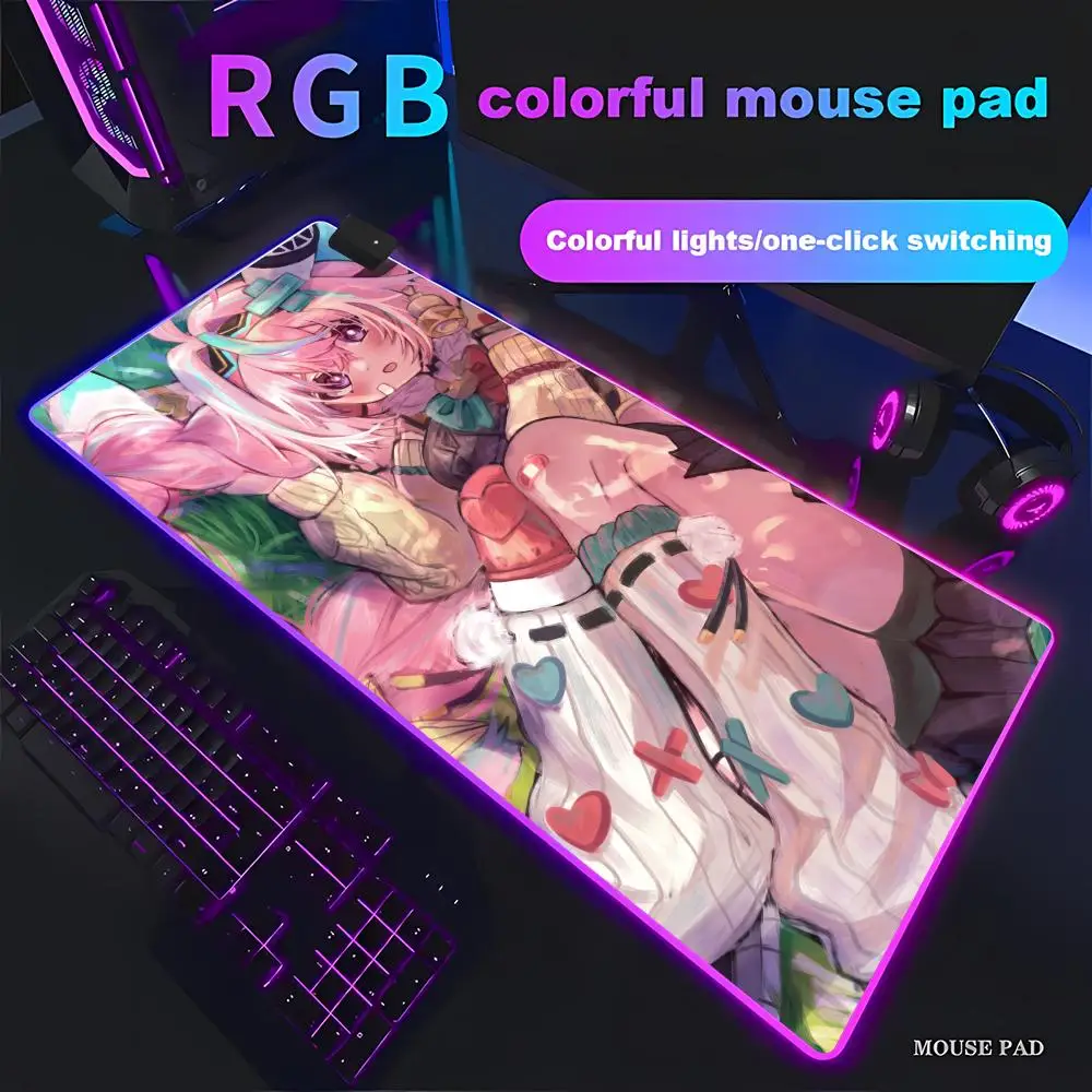 

HYBXAXC Game Genshin Impact Varesa Mouse Pad RGB Gaming Mouse Pad HD Gamer Large LED Light XXL PC Computer Non-slip