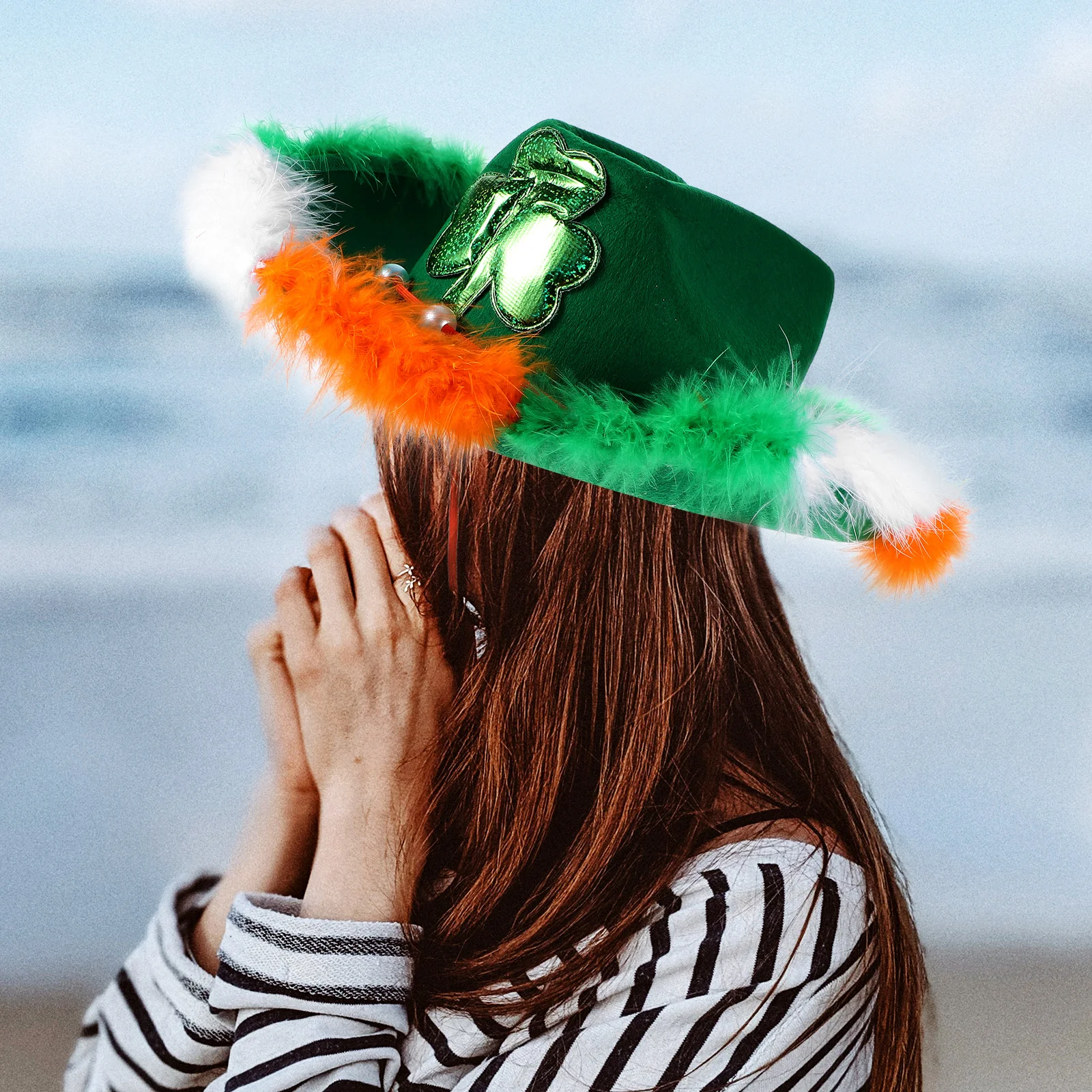 

St Patrick's Day Shamrock Cowboy Hat Irish Party Decoration Festival Headwear Eye-Catching St Patricks Day Party Hat