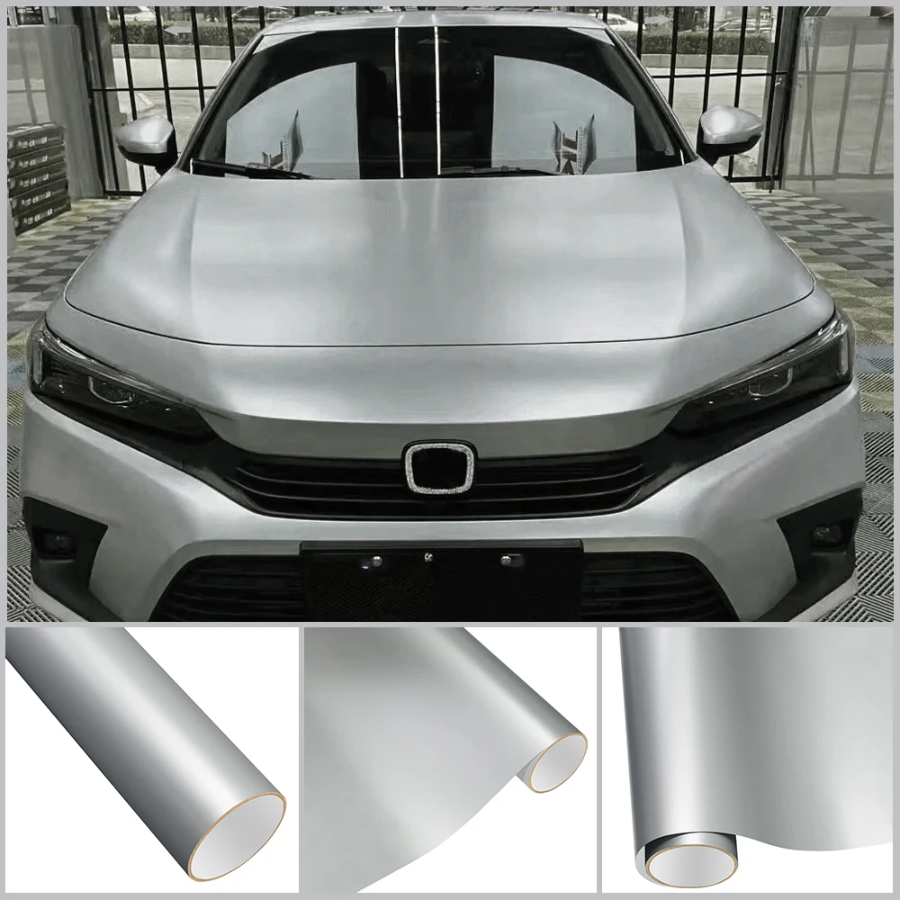 

Premium Metallic Matte Silver PET Wrap Vinyl Film Car Body DIY Color Decal Protective Cover PVC Sticker Auto Tuning Accessories