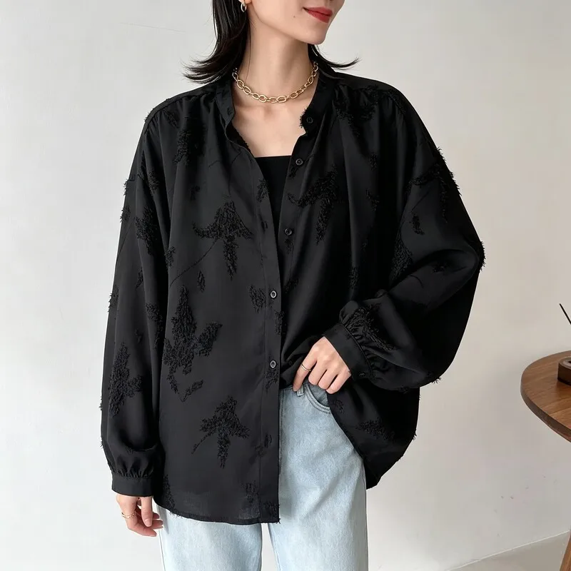 

Gentle Wind Loose Casual Versatile Top Women's Senior Sense Niche Design Sense Simple Commuter Black