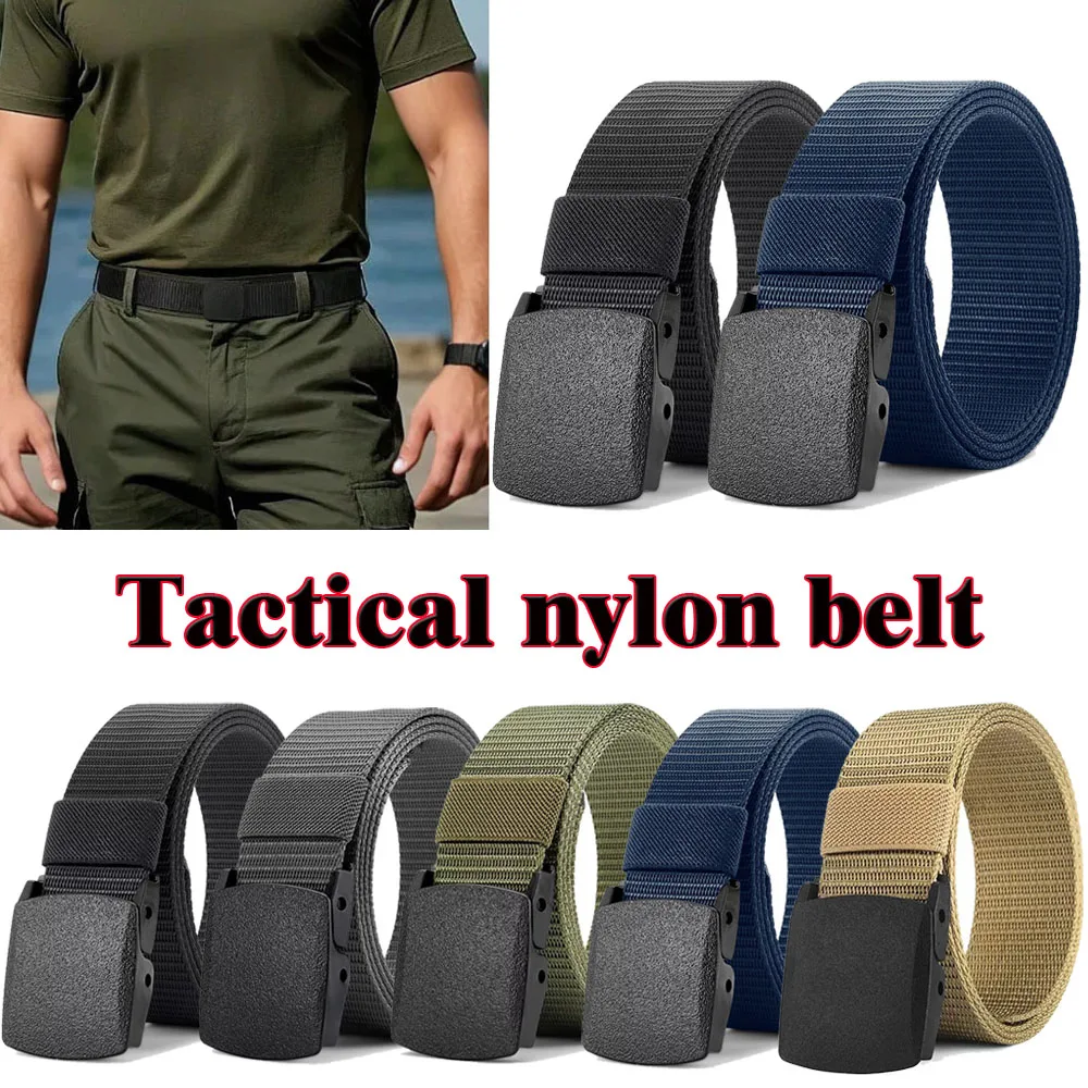 Hochwertiger Gürtel mit automatischer Schnalle für Herren, Canvas, taktischer Gürtel, schwarz, Arbeitskleidung, Freizeit, Outdoor, Militärtraining, Hosengürtel für Herren – Detail 1