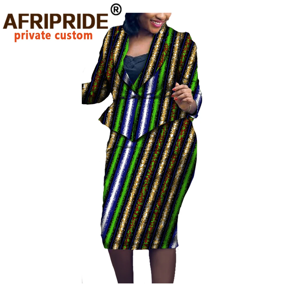 African Dresses for Women Dashiki Coats and Print Skirts 2 Piece Set Bazin Broder Riche Fashion Robe Ankara Outfits A722649