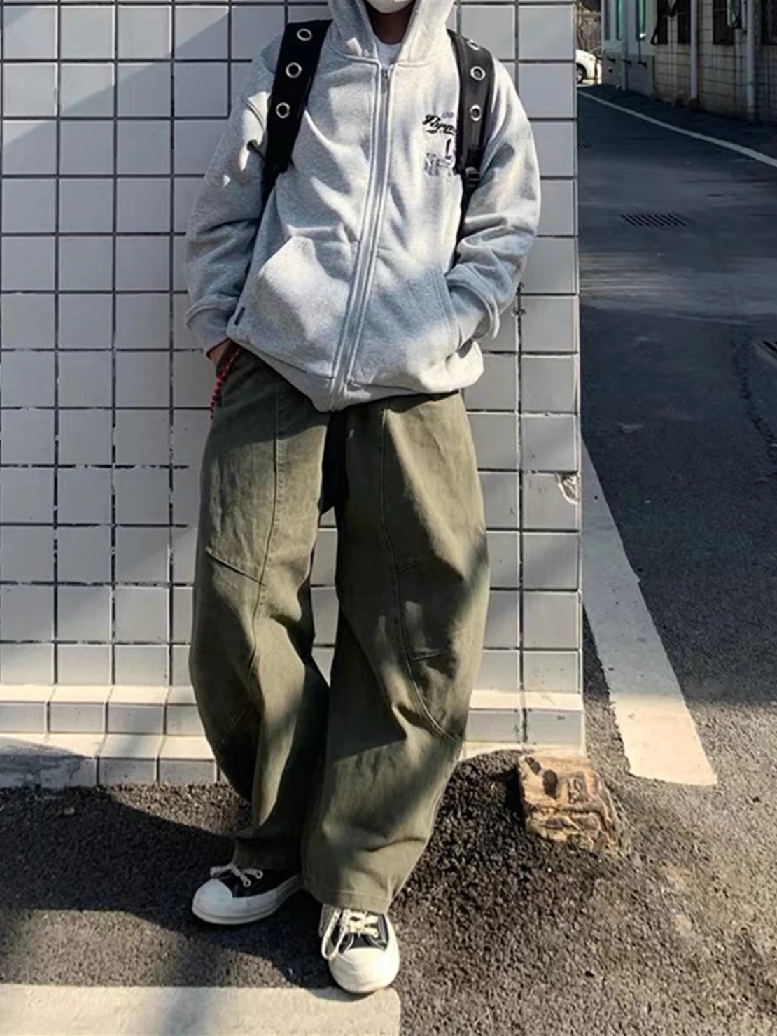 

American Sle Spring Vintage Heavyweight Patchwork Loose Wide Leg Banana Knife Casual Pants Men Women Casual Trousers