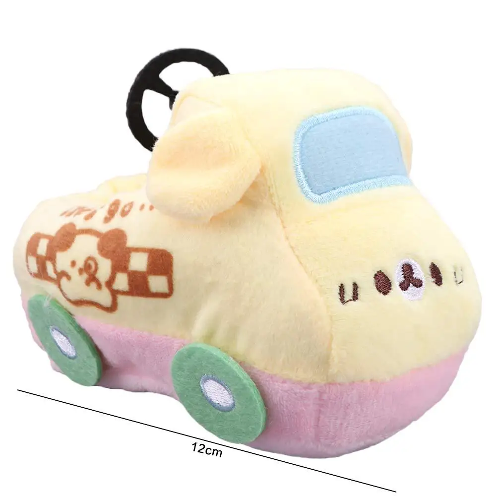 Dulce Taxi muñeca de algodón coche de juguete perro amarillo muñeco de peluche esponjoso asiento de coche PP algodón coche de dibujos animados accesorios de muñeca de juguete de peluche