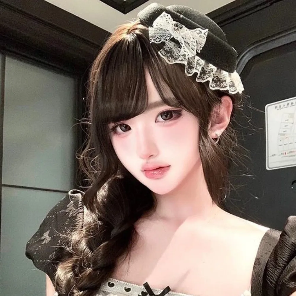 

Fashion Elegant Lace Billycock Hat Sweet with Hair Clips Bow Pillbox Hat French Style Exquisite Heart Crystal Round Hat Ladies