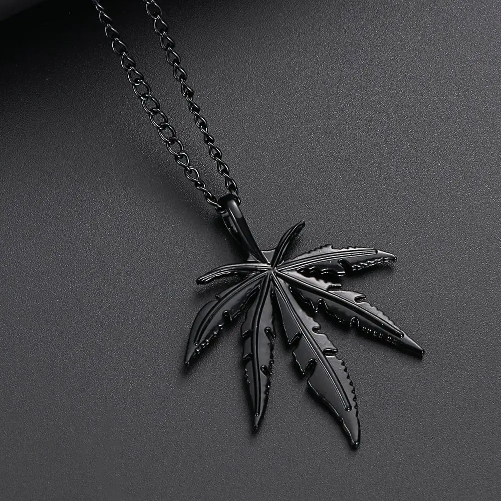 Fashion Men Jewelry Vintage Retro Titanium Steel Charm Chain Hip Hop Choker Maple Leaf Necklace Leaf Pendant