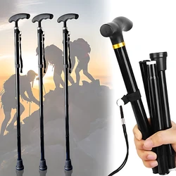 1-4PC Cane 4 Section Outdoor Fold Trekking Pole  Camping Portable Walking Hiking Stick for Elderly Telescopic Easy Put Into Bag