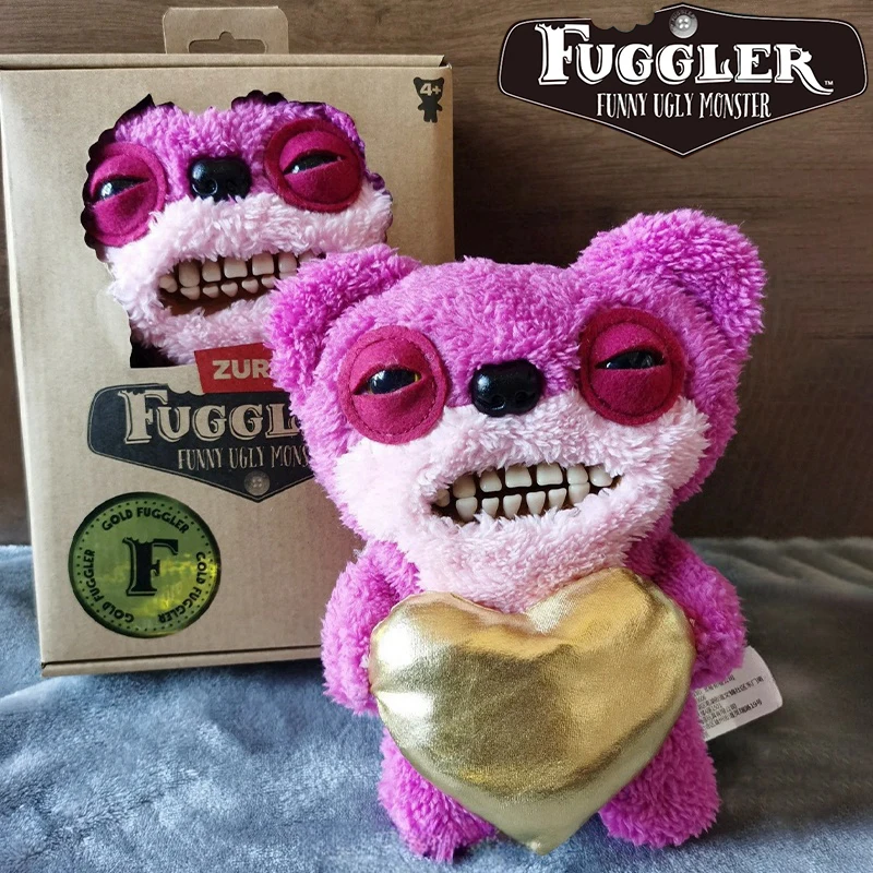 100％ Original Fuggler Toys Gold Rush Series Ugly Monster Pink Bear Monster Cute Tooth Monster Fill Dolls Toys Gifts