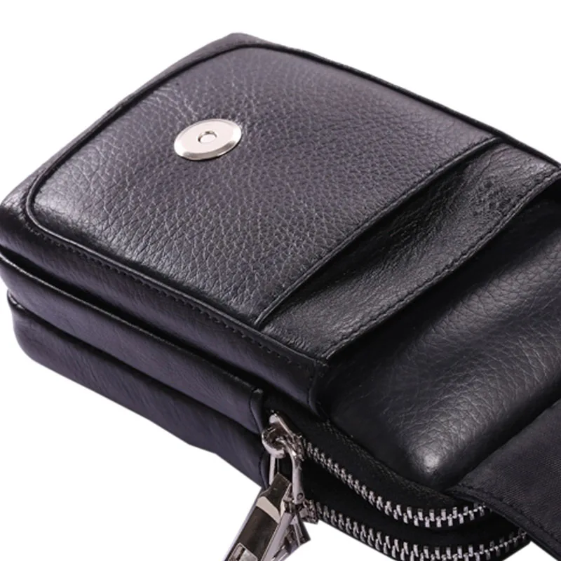 Genuine Leather Men Fanny Waist Bag Cell/Mobile Phone Coin Purse Pocket Belt Bum Pouch Pack classic fashion Hip bag Pouch