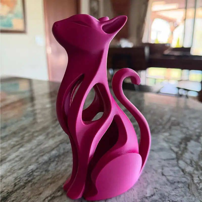 Elegante moderne sitzende Katzen-3D-Druckskulptur, minimalistisches Wohndekor-Ornament, kreatives Geschenk für Liebhaber. – Detail 4