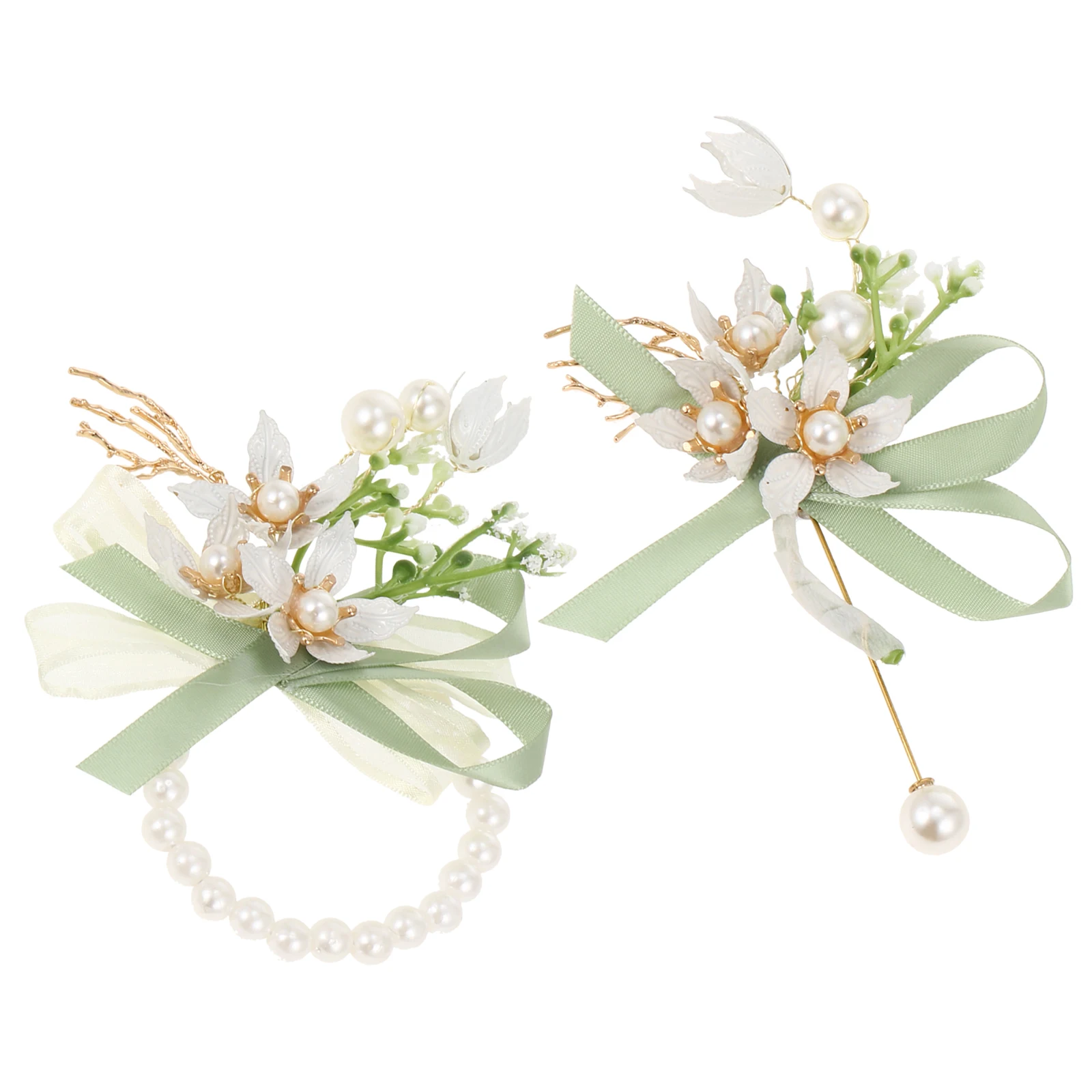 

2pcs Wrist Flower Set Fabric Bride Accessories Wedding Bridal Corsage Beautiful Color Size Women Party Ornament Flower Wristband